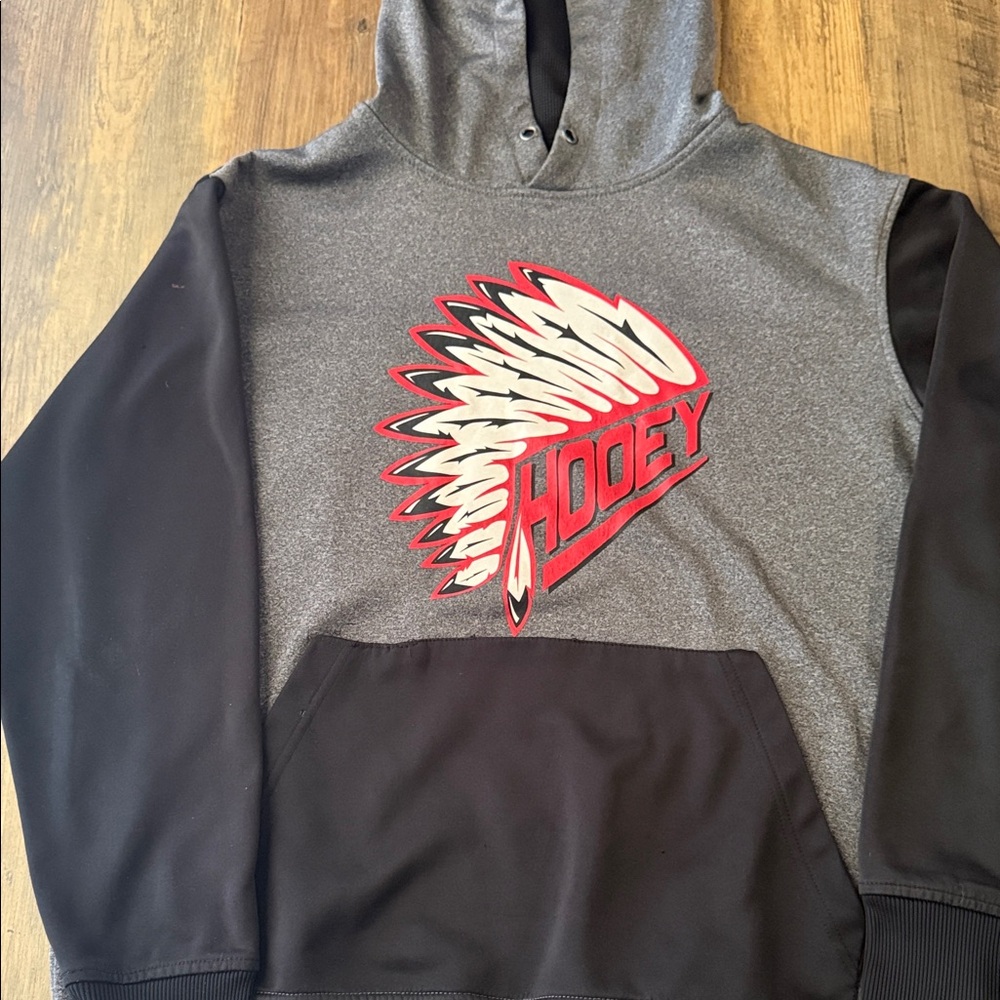 Hooey Men's Gray and Black Hoodie with Red Accents